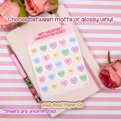 Anti Valentines Candy Hearts Planner Stickers