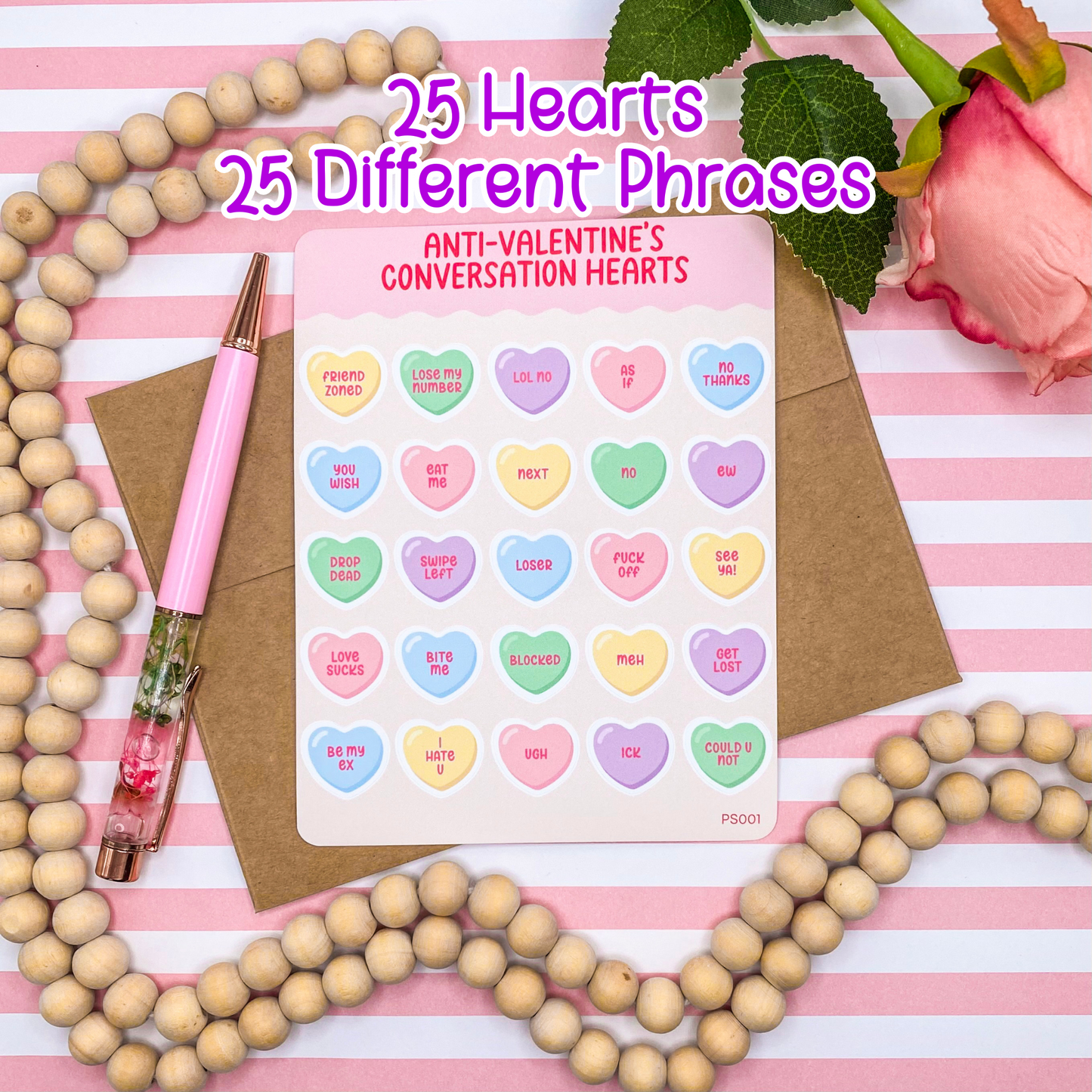 Anti Valentines Candy Hearts Planner Stickers