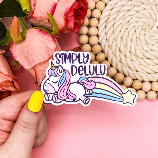 Simply Delulu Unicorn Vinyl Sticker