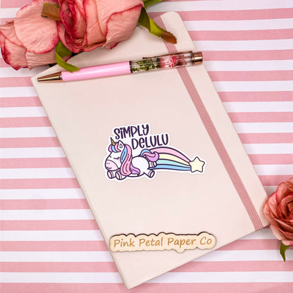 Simply Delulu Unicorn Vinyl Sticker