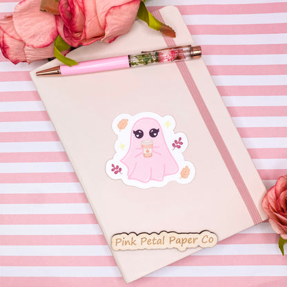 Pink Ghost Fall Sticker