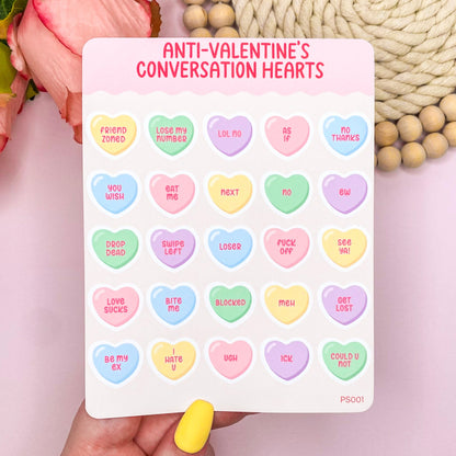 Anti Valentines Candy Hearts Planner Stickers