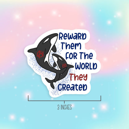 Orca Whale Sticker, Anti-Establishment Sticker, Socialist Leftist Political, Democracy Sticker, Anarchy Sticker, Birthday Gift for Best