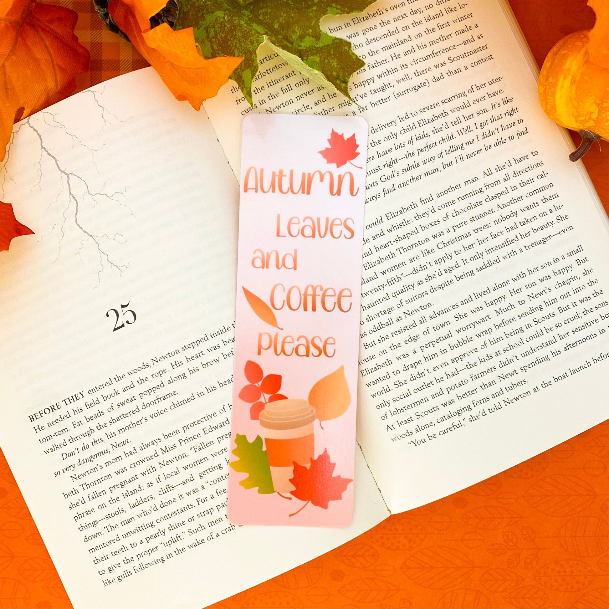 Cute Autumn Bookmark Set, Coffee Lover Bookmark Gift, Coffee Book Lover Gift, Bookworm Gift, Handmade Bookmark Gift, Cozy Autumn Bookmark