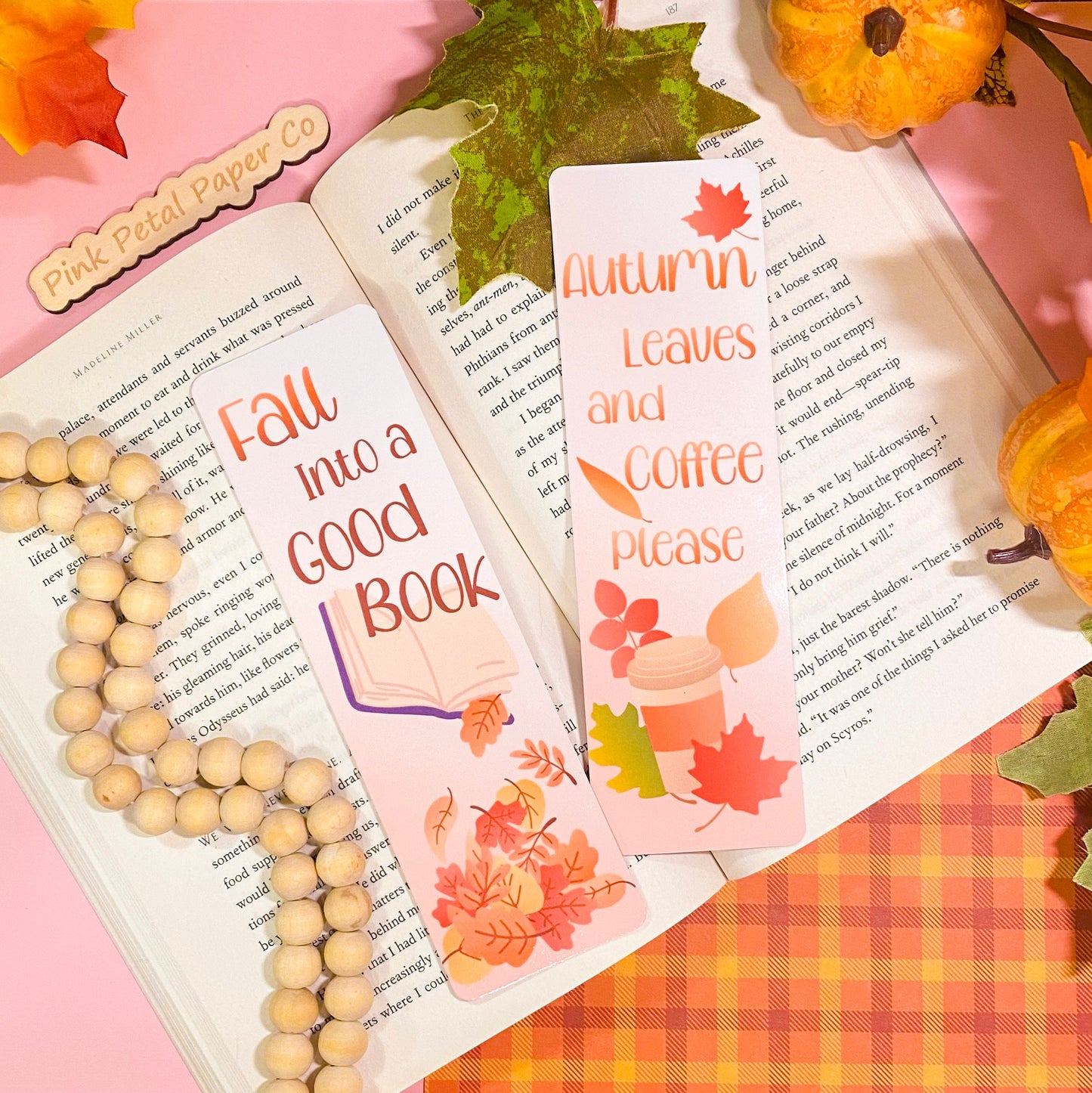 Cute Autumn Bookmark Set, Coffee Lover Bookmark Gift, Coffee Book Lover Gift, Bookworm Gift, Handmade Bookmark Gift, Cozy Autumn Bookmark