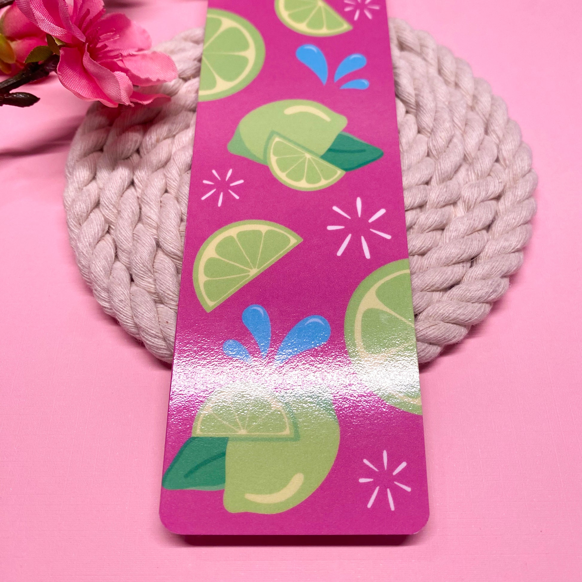 Handmade Lemon Lime Bookmark Set, Cozy Summer Bookmark Set, Fruit Bookmark Set, Fruity Bookworm Gift, Cute Pink Handmade Bookmark Gift