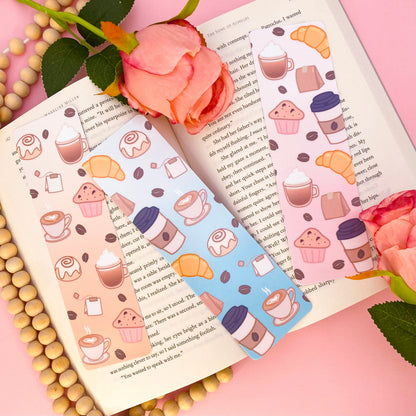 Coffee Cafe Bookmark Set, Coffee Lover Bookmark Gift, Coffee Book Lover Gift, Bookworm Gift, Pastel Bookmark, Cute Handmade Bookmark Gift