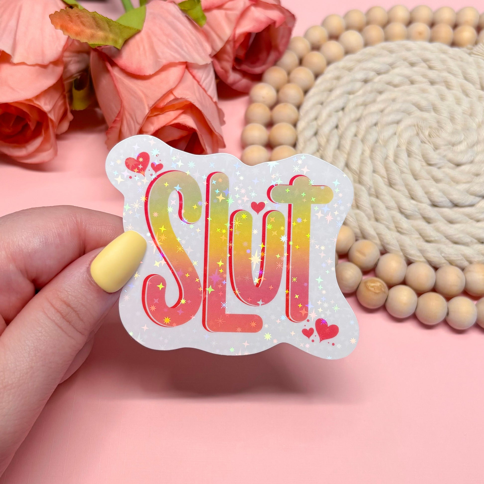 Cute Slut Sticker, Dark Humor Gift Best Friend Sticker, Vinyl Waterproof Sticker, Holographic Sticker, Laptop Sticker, Water Bottle Sticker