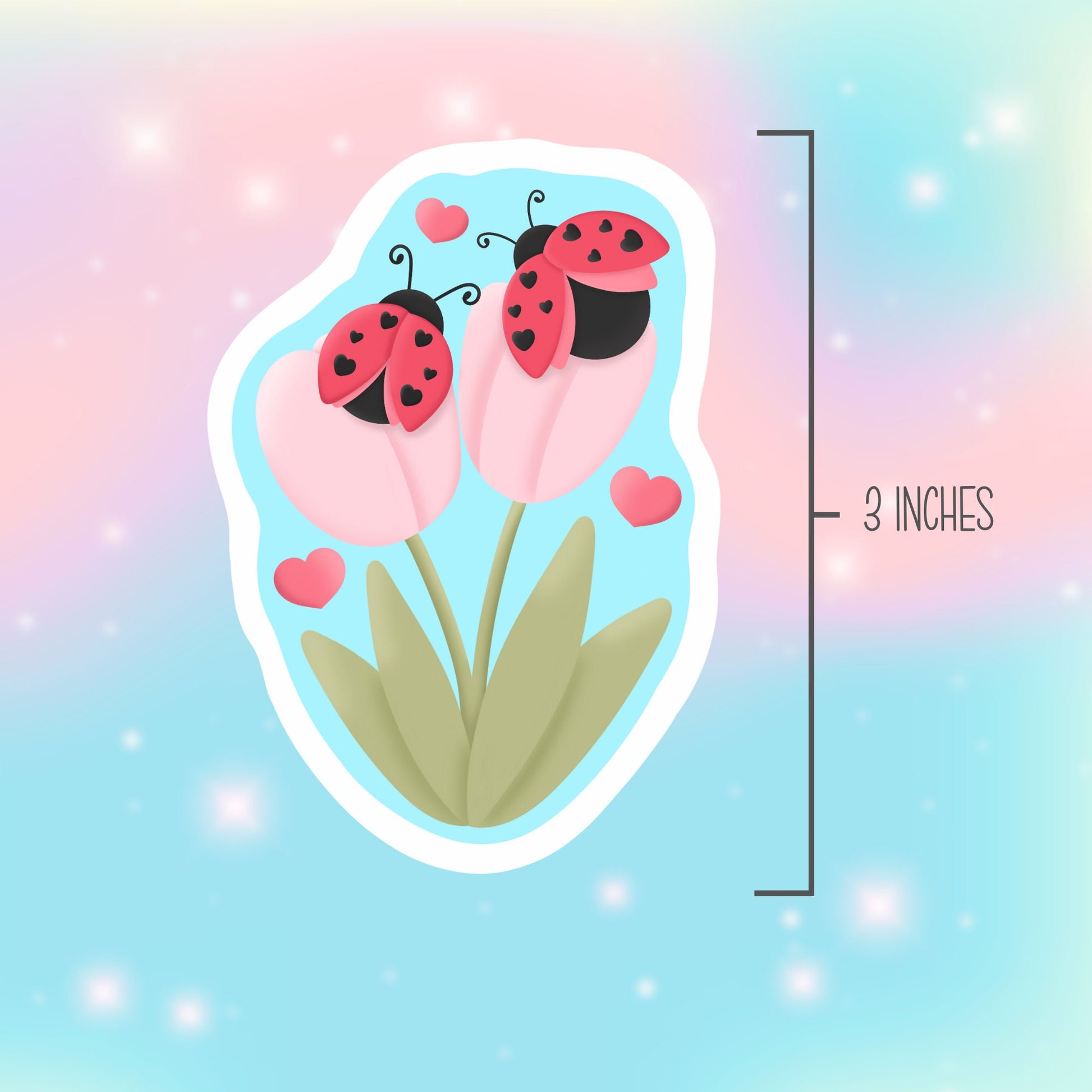 Cute Ladybug Flower Stickers, Vinyl Waterproof Sticker, Floral Nature Ladybug Stickers, Water Bottle Stickers, Cute Gifts for Women