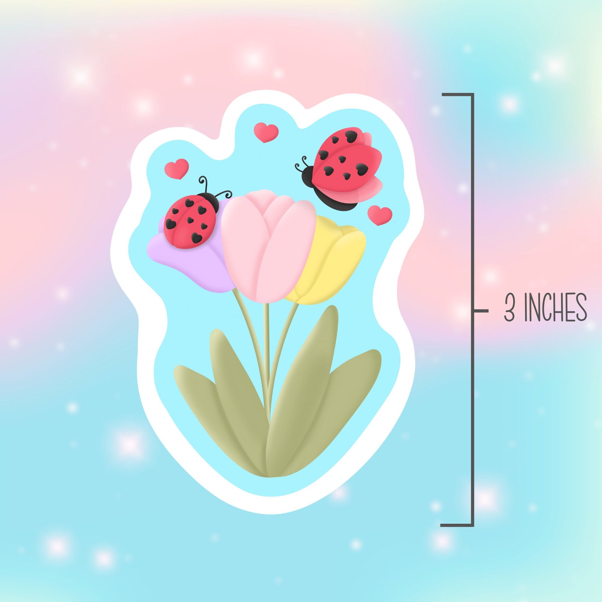 Cute Ladybug Flower Stickers, Vinyl Waterproof Sticker, Floral Nature Ladybug Stickers, Water Bottle Stickers, Cute Gifts for Women