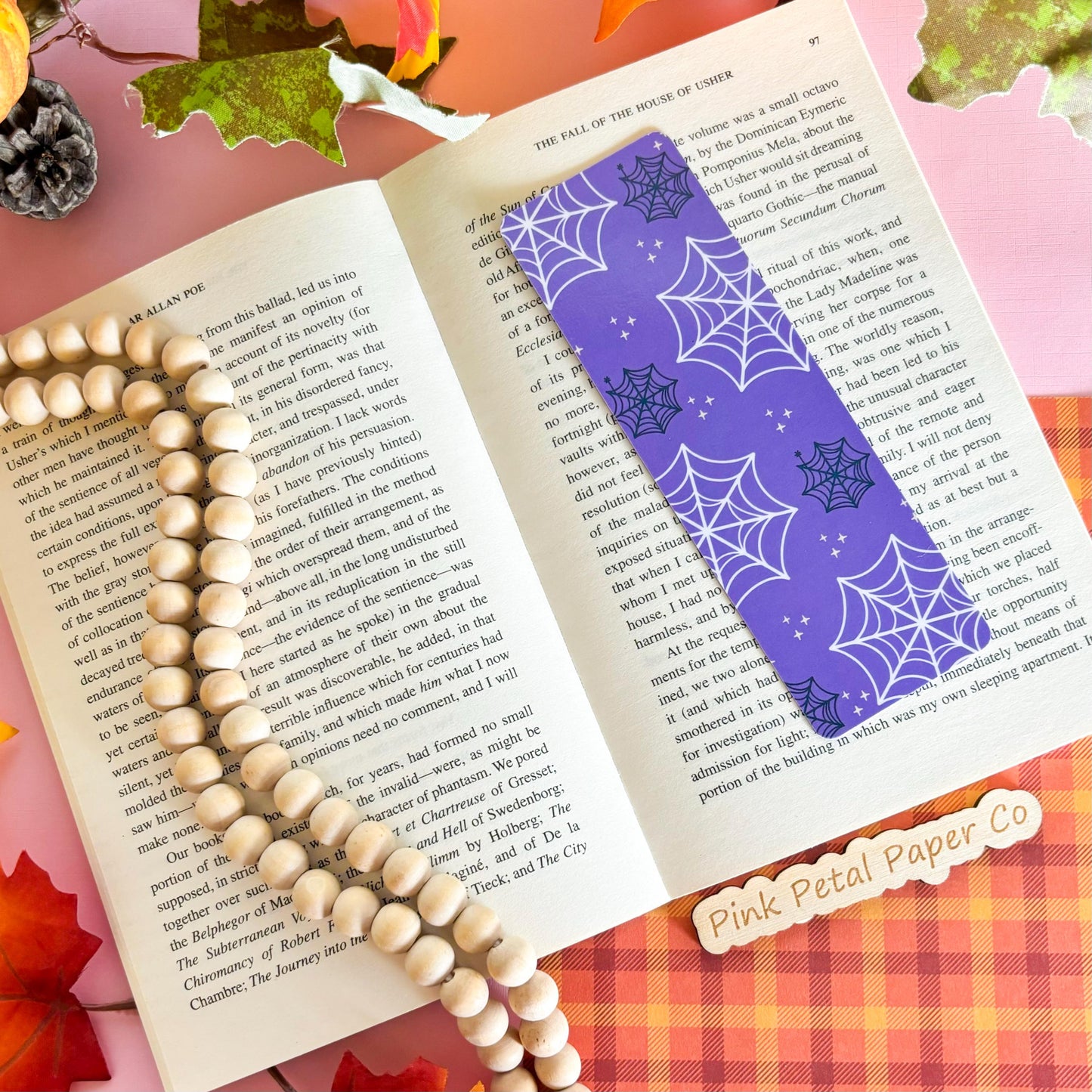 Cozy Purple Halloween Bookmark Set, Cute Holographic Girly Bookmark Set, Handmade Gifts for Book Lovers, Booklover Bookworm Gifts