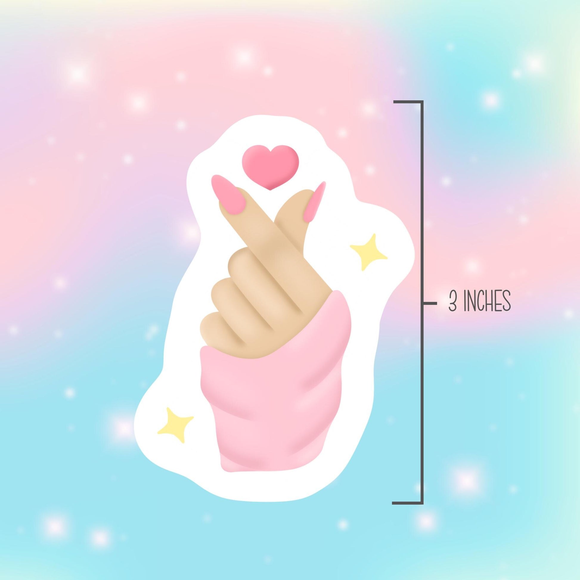 Love Sign Sticker, Korean Love Sign, Soft Girl Era Aesthetic, Finger Heart, Water Bottle Sticker, Trendy Sticker, Valentine Gift For Friend