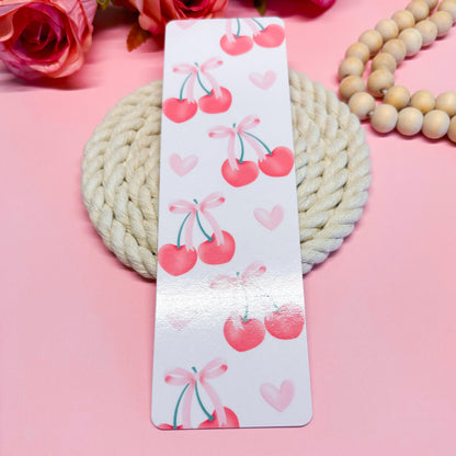 Coquette Cherry Bookmark, Cute Girly Bookmark, Pink Bow Bookmark, Handmade Gifts for Book Lover, Booklover Bookworm Gift, Soft Girl Bookmark