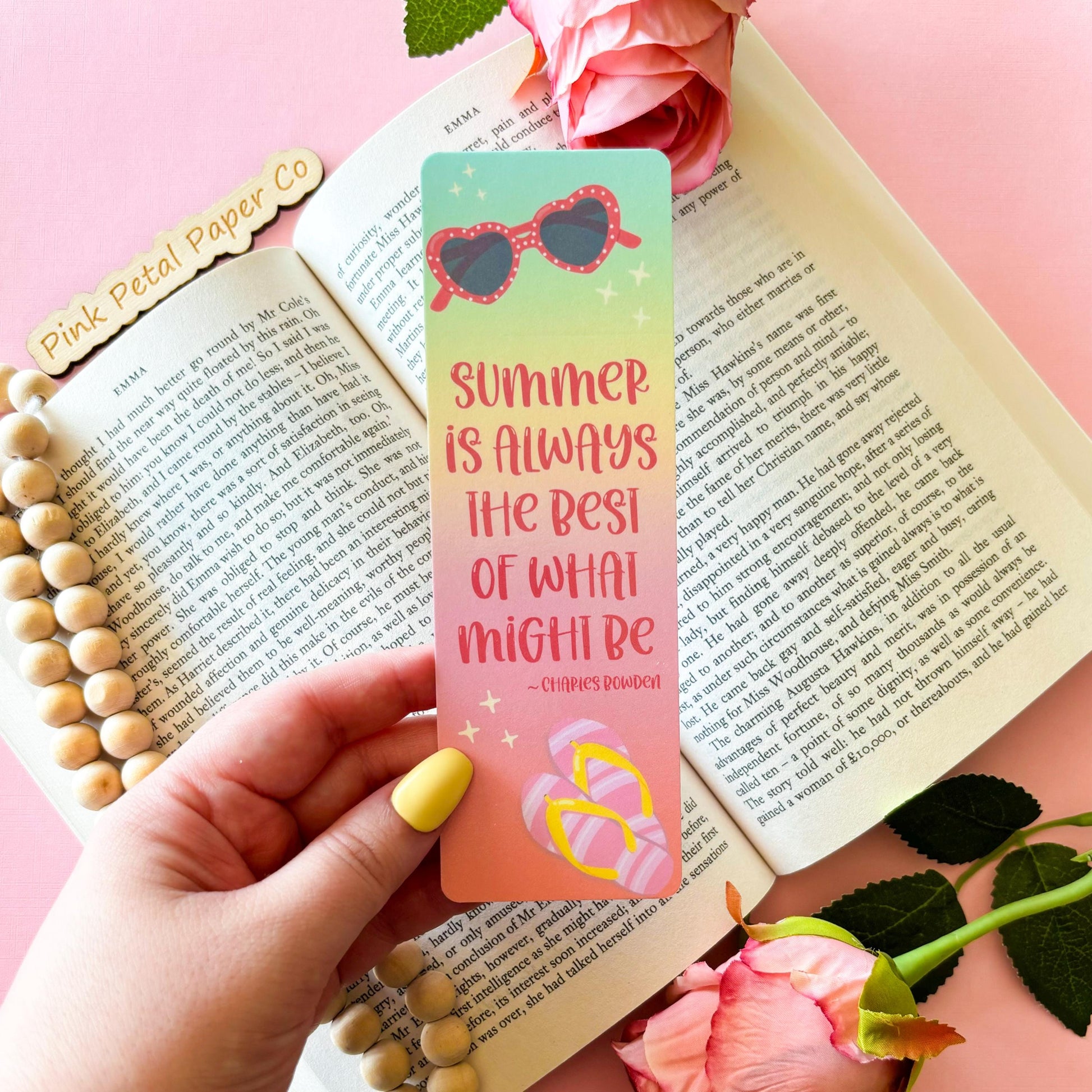 Pink Summer Bookmark Set, Girly Bookmark, Bookstagram Bookmark, Handmade Gifts for Book Lover, Booklover Bookworm Gift, Soft Girl Bookmark