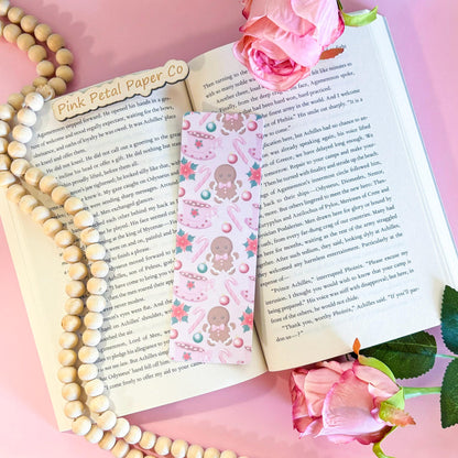 Pink Christmas Coquette Bookmark Set, Cute Girly Bookmark for Kids, Handmade Gift for Mom, Christmas Gift for Reader, Soft Girl Era Bookmark