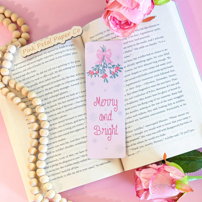 Pink Christmas Coquette Bookmark Set, Cute Girly Bookmark for Kids, Handmade Gift for Mom, Christmas Gift for Reader, Soft Girl Era Bookmark